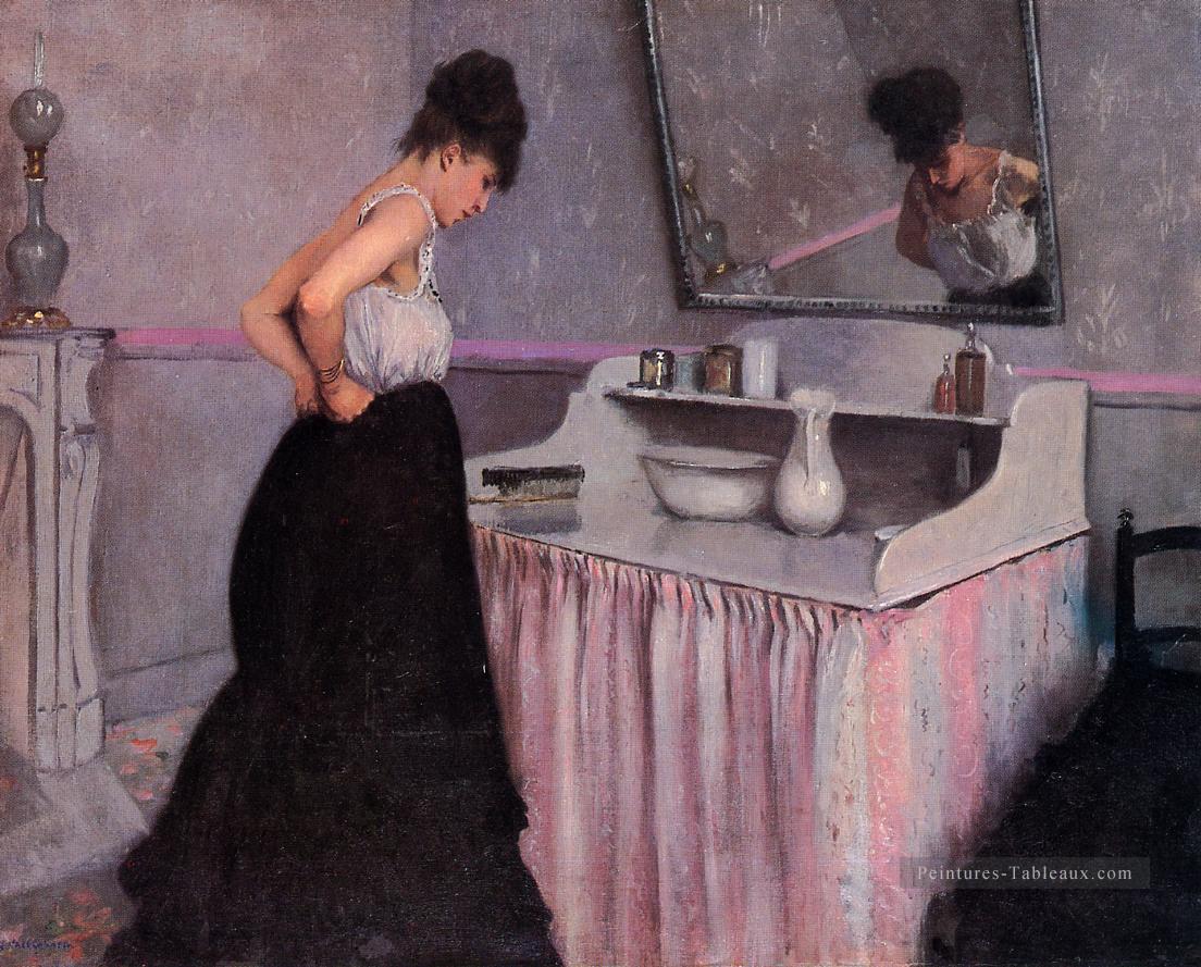 Femme à une coiffeuse Gustave Caillebotte Peintures à l'huile